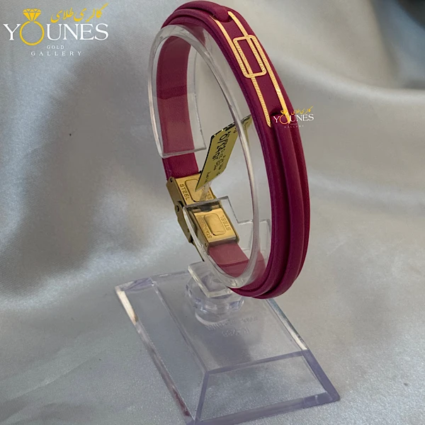 دستبند طلا زنانه چرم مستطیل مینیمال L440